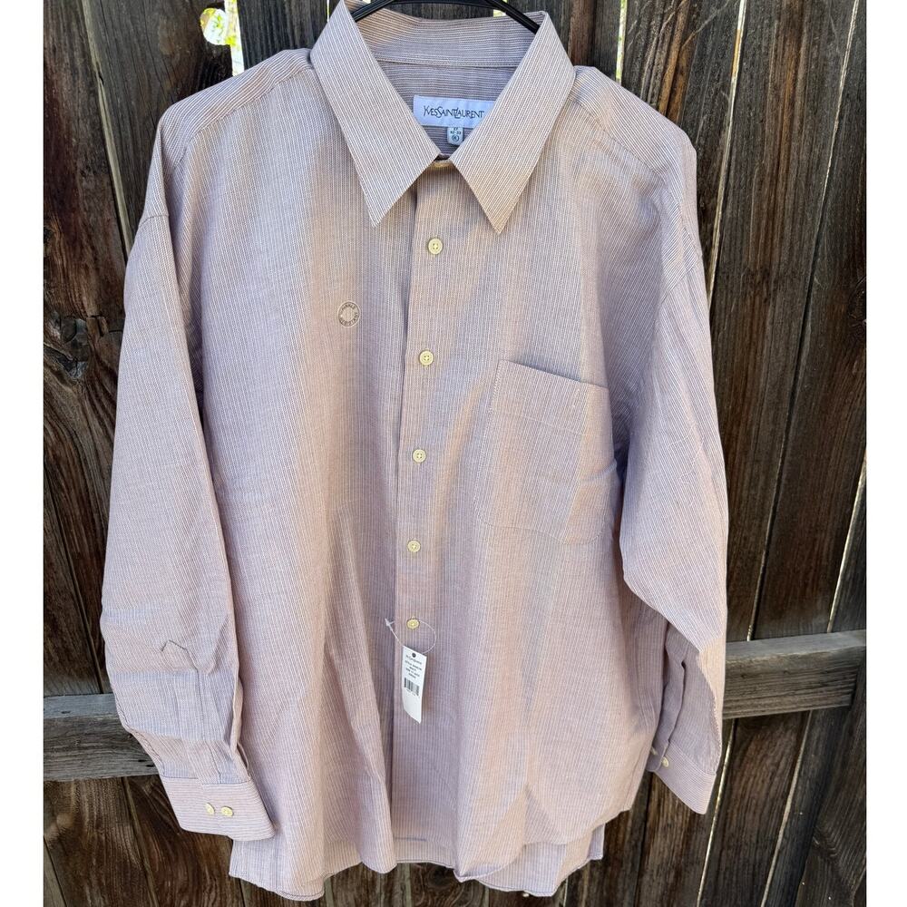 Yves Saint Laurent YSL Mens Button Down Dress Shirt NWT Pinstripe Long Sleeve XL